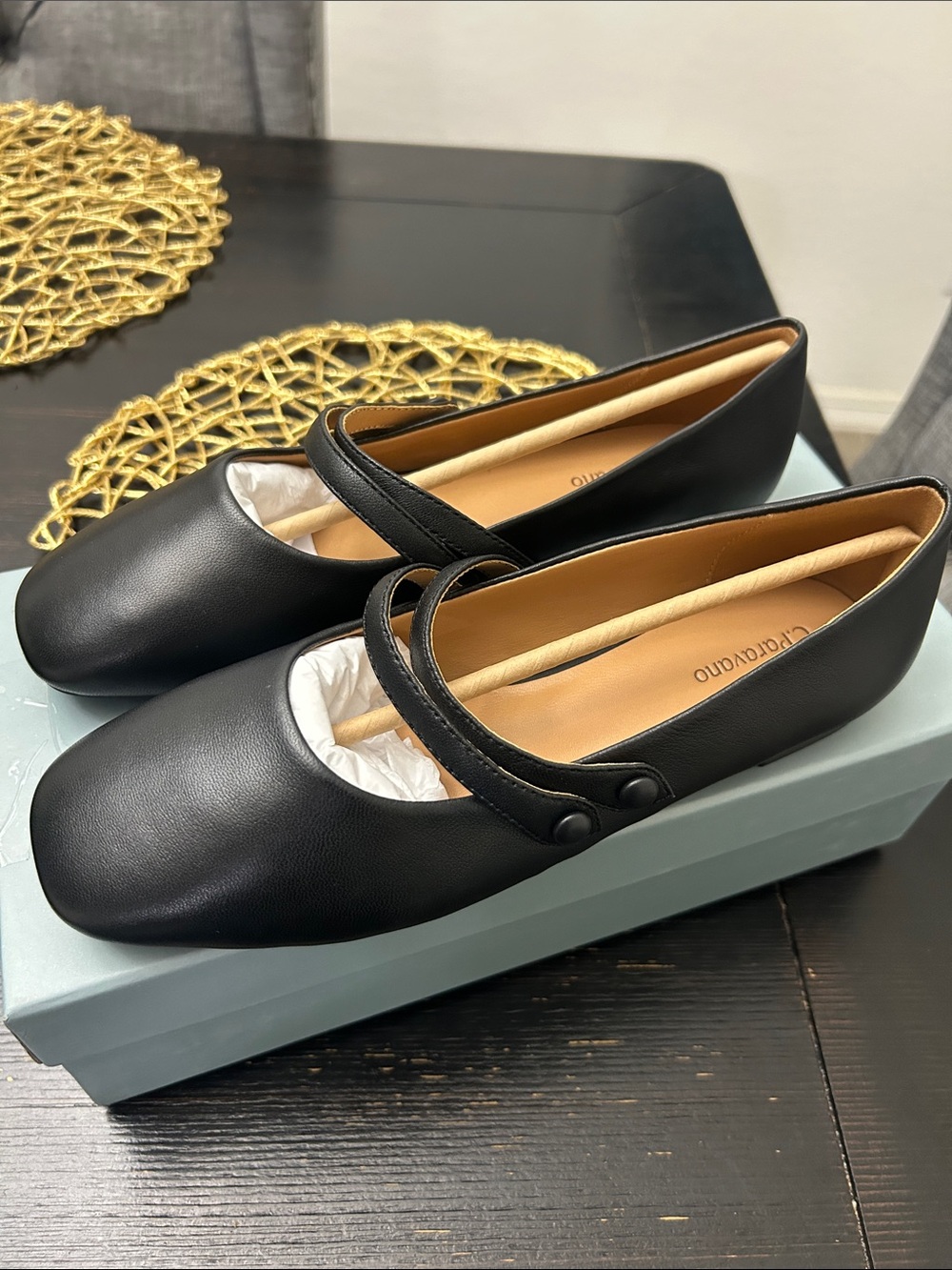 C.Paravano Genuine Leather Women's Flats Mary Jane Flats Square Toe Shoes 39.5 - Picture 8 of 10